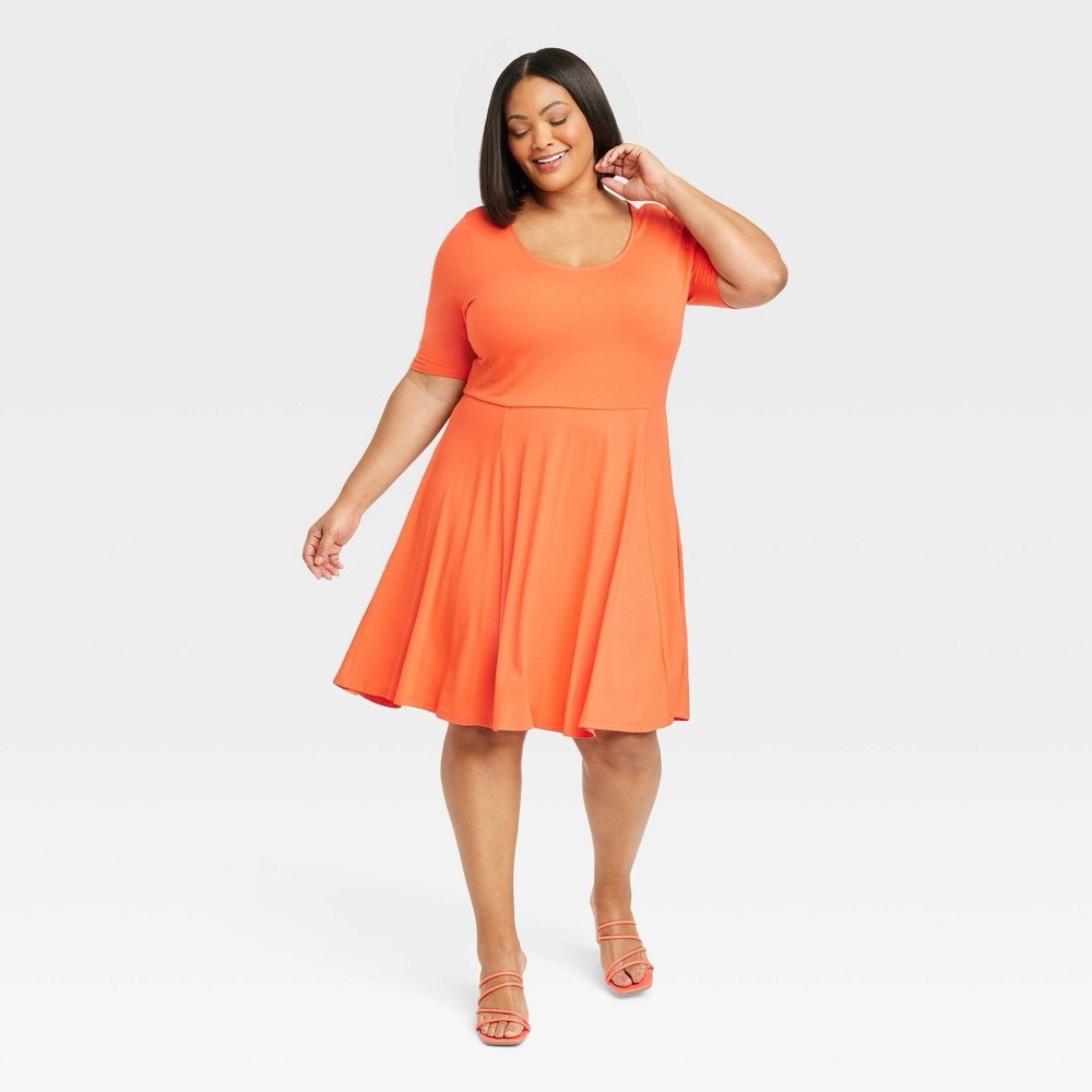 Ava & Viv Orange Midi Dress
